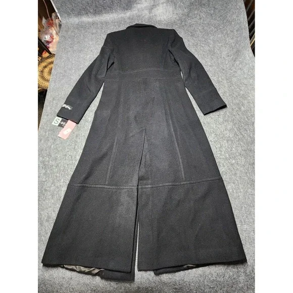 S by Searle Wool Cashmere Black Ankle Length Double Breasted Overcoat Coat 6 NWT